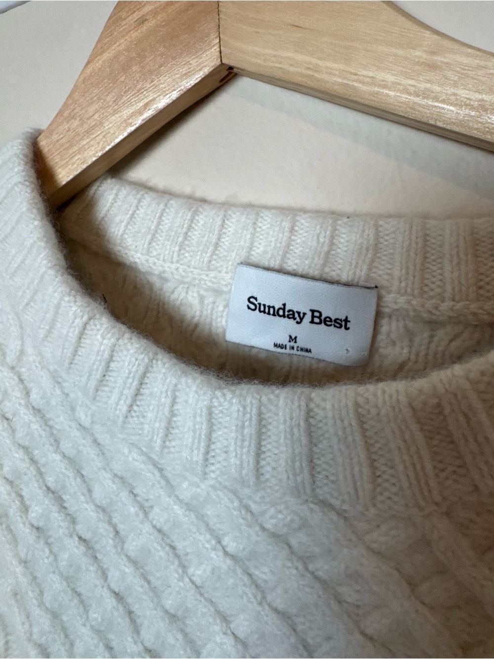 Sunday Best Cream Cable Knit Crewneck Sweater
